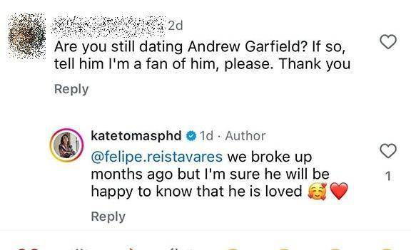 Andrew Garfield putus dari Kate Tomas (instagram.com/katetomasphd)
