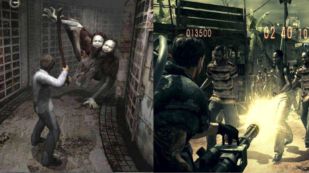 gameplay Silent Hill (kiri) dan Resident Evil (kanan) (dok. Konami/Silent Hill 4: The Room | dok. Capcom/Resident Evil 5)