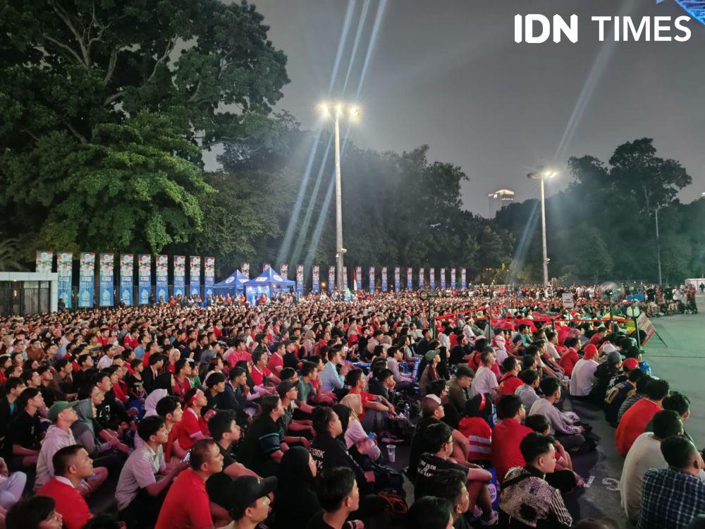 Antusiasme Suporter Nobar China vs Timnas Indonesia di SUGBK