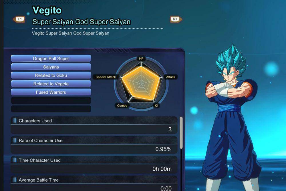 Cuplikan layar Statistik Vegito Super Saiyan God Super Saiyan (dok. Bandai Namco Entertainment/Dragon Ball: Sparking! Zero)