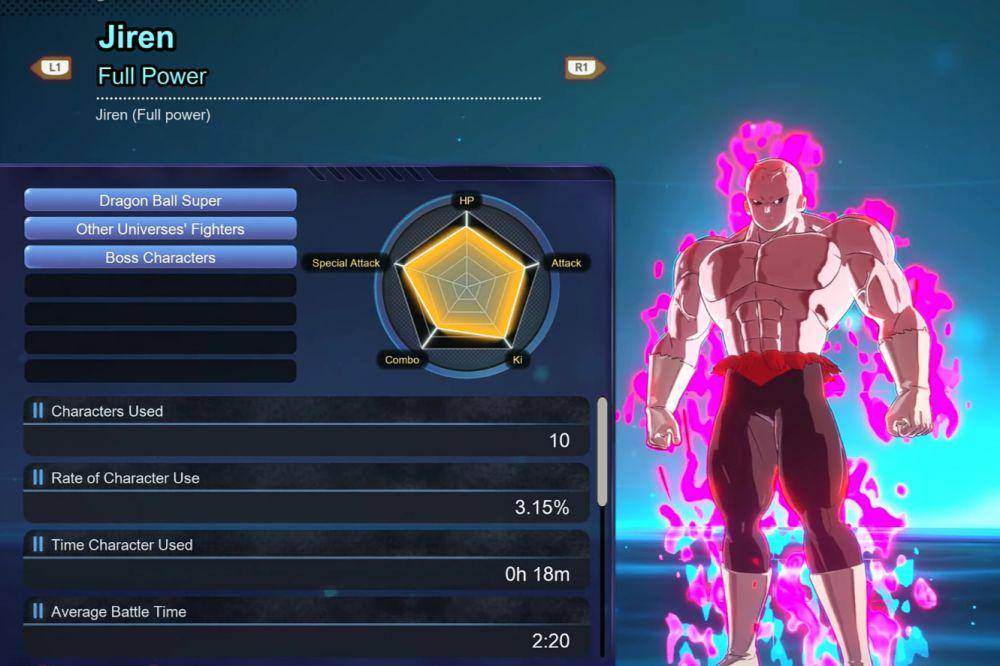 Cuplikan layar statistik Jiren full Power The Pride of Universe 11 (dok. Bandai Namco Entertainment/Dragon Ball: Sparking! Zero)