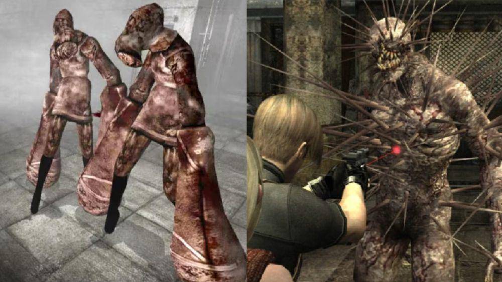 Desain monster Silent Hill (kiri) tampak lebih sederhana dibanding Resident Evil (kanan). (dok. Konami/Silent Hill 3 | dok. Capcom/Resident Evil)