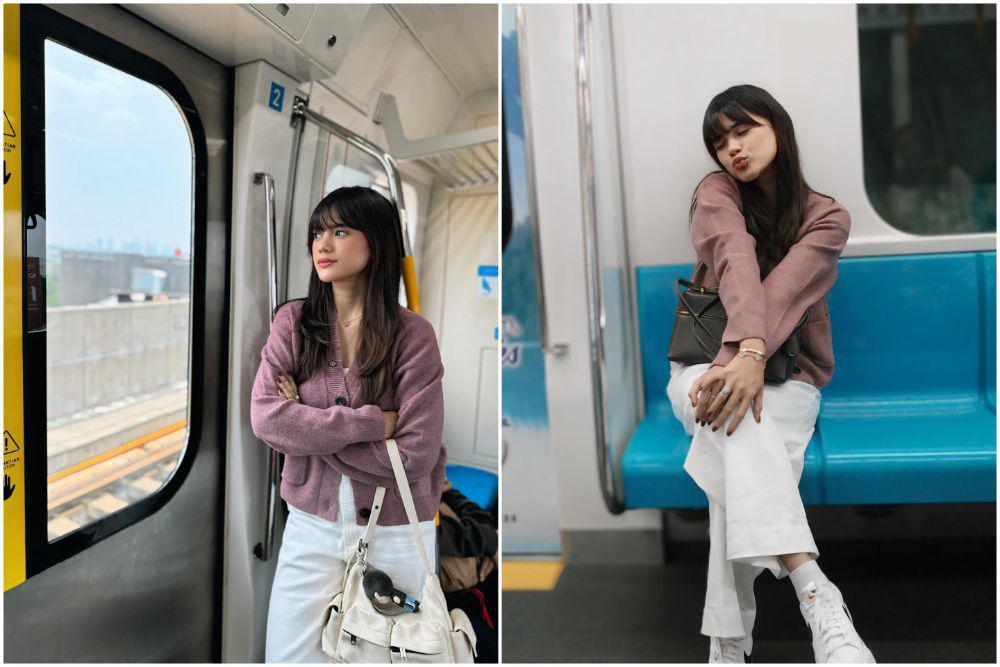 7 Potret Audi Marissa Naik MRT, Pakai Makeup di dalam Kereta!