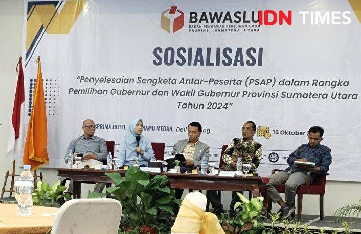 Diskusi yang diselenggarakan Bawaslu Sumut terkait penyelesaian sengketa antar peserta pemilihan (IDN Times/Eko Agus Herianto)