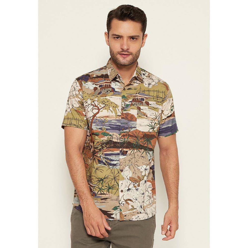 M231 Kemeja Pria Printing Pendek Olive 1676 (m231.com)