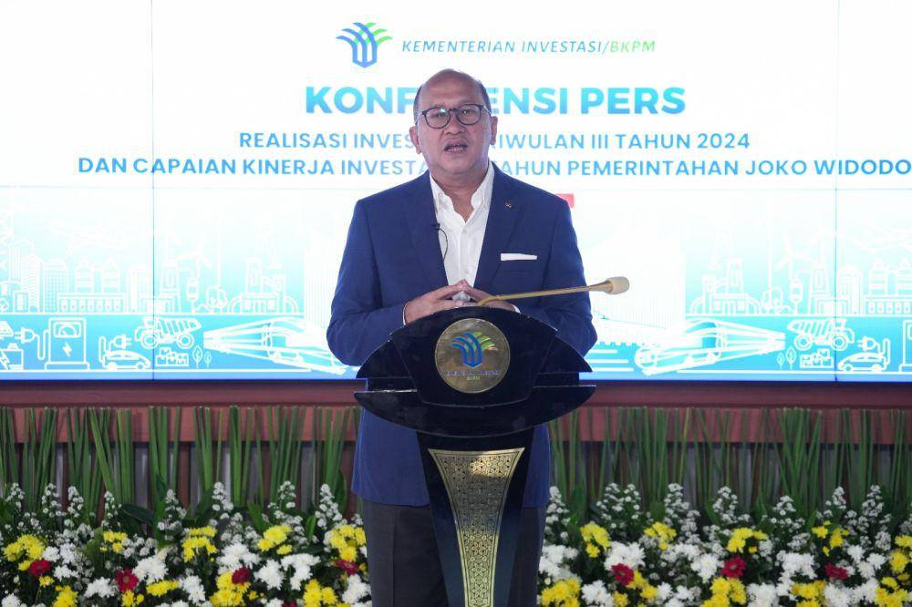 Menteri Investasi/Kepala BKPM Rosan P. Roeslani menghadiri laporan realisasi investasi triwulan III (Juli–September) 2024 yang dirilis oleh Kementerian Investasi/Badan Koordinasi Penanaman Modal (BKPM) pada hari ini, Selasa (15/10). (Dok. Kementerian Investasi/BKPM)