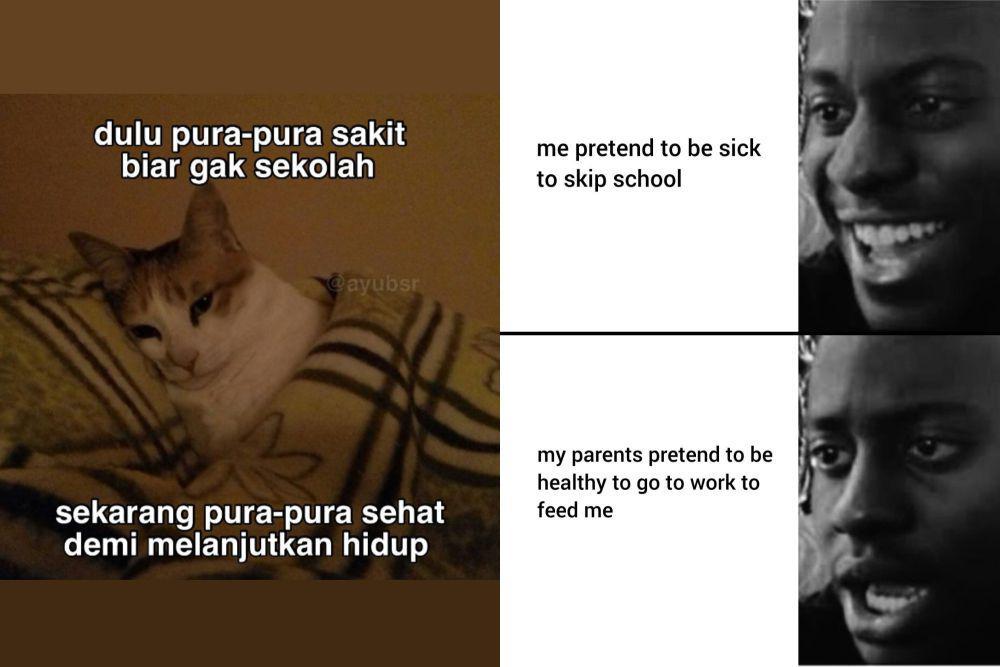 7 Meme Pura-pura Sakit, Gak Bisa Lagi kalau Udah Gede!