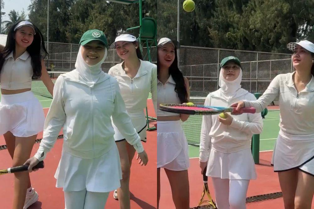 7 Potret Melody, Saktia, dan Amanda Eks JKT48 Main Tenis Bareng, Seru!