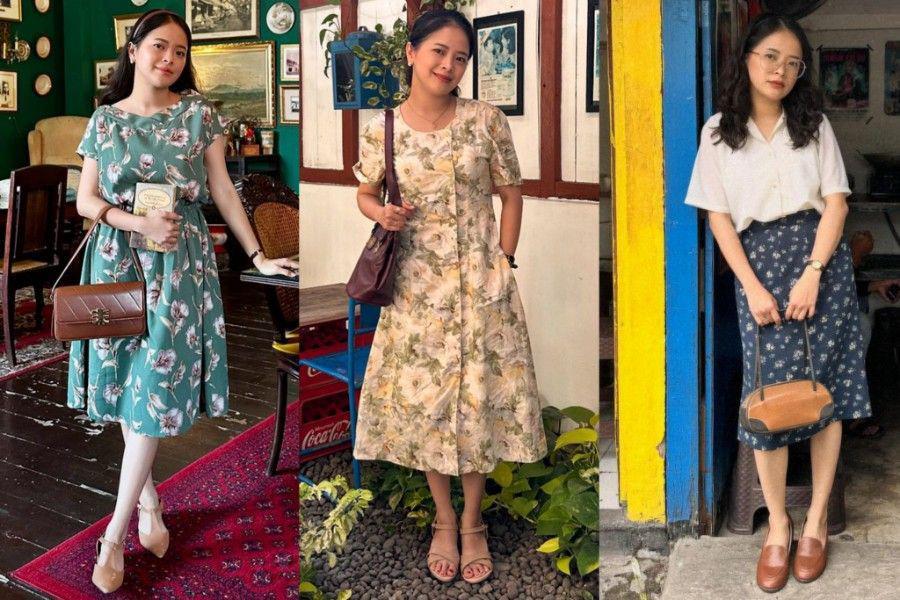 8 Busana Motif Bunga Vintage ala Yessiel Trivena, Istri Eka Gustiwana