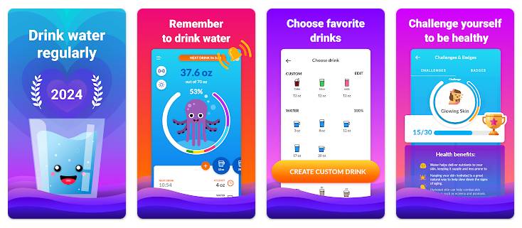 tampilan aplikasi Daily Water Tracker - Waterful (dok. Google Play Store/Daily Water Tracker - Waterful)