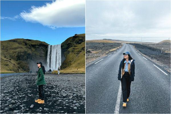 7 Potret Febby Rastanty ke Air Terjun Skogafoss di Iceland, Takjub!