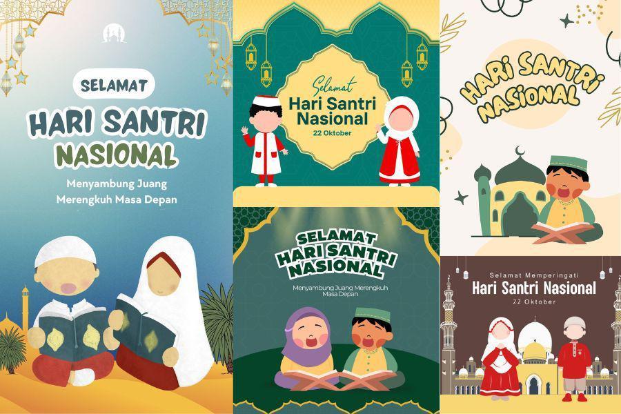 Poster Hari Santri 2024 Anak SD, Desainnya Playful!