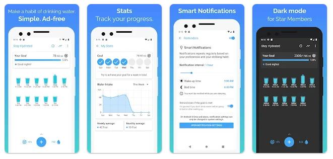 tampilan aplikasi Stay Hydrated: Water Tracker (dok. Google Play Store/Stay Hydrated: Water Tracker)