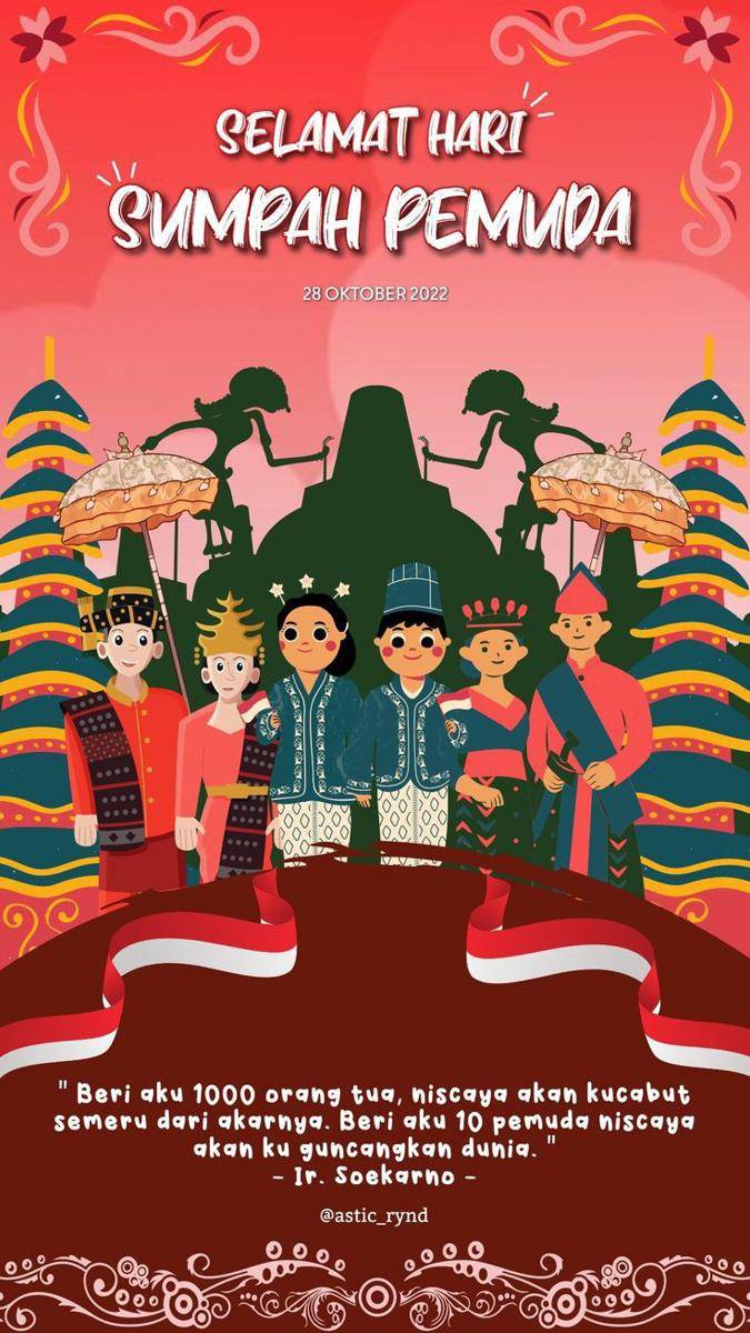 Ilustrasi poster sumpah pemuda (pinterest.com/Popmiee)