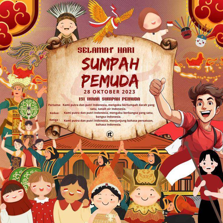 Ilustrasi poster sumpah pemuda (pinterest.com/Riskatrips)