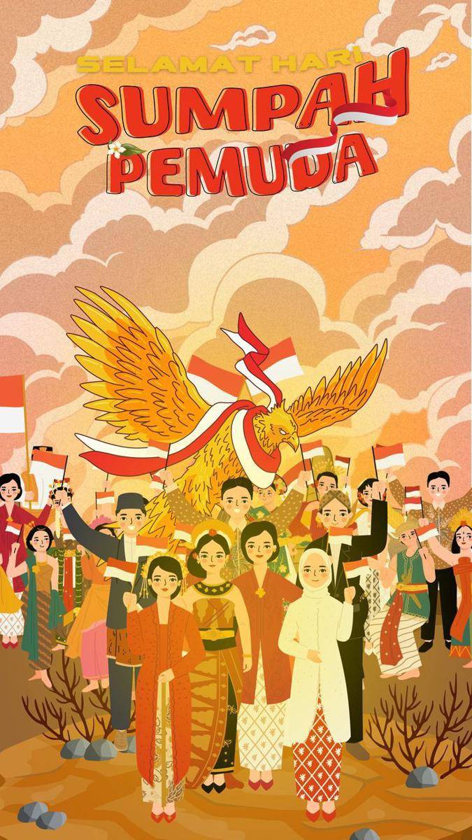 Ilustrasi poster sumpah pemuda (pinterest.com/Kasih)