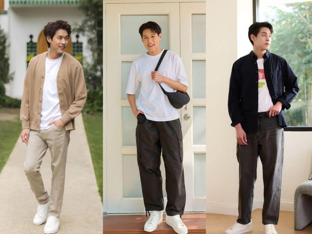 7 Ide Mix and Match T-Shirt Putih ala Billkin Putthipong, Modis Banget