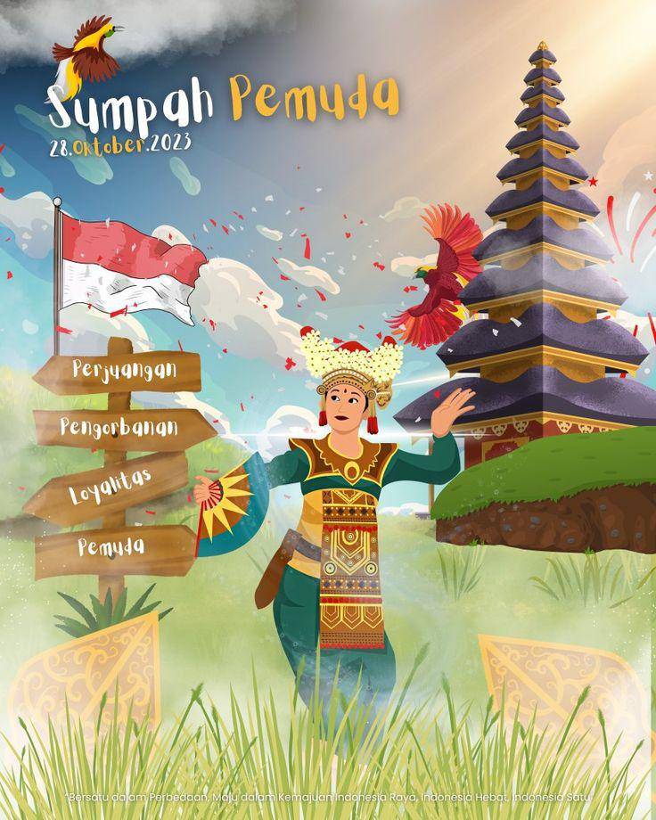 Ilustrasi poster sumpah pemuda (pinterest.com/Fikri Titi)