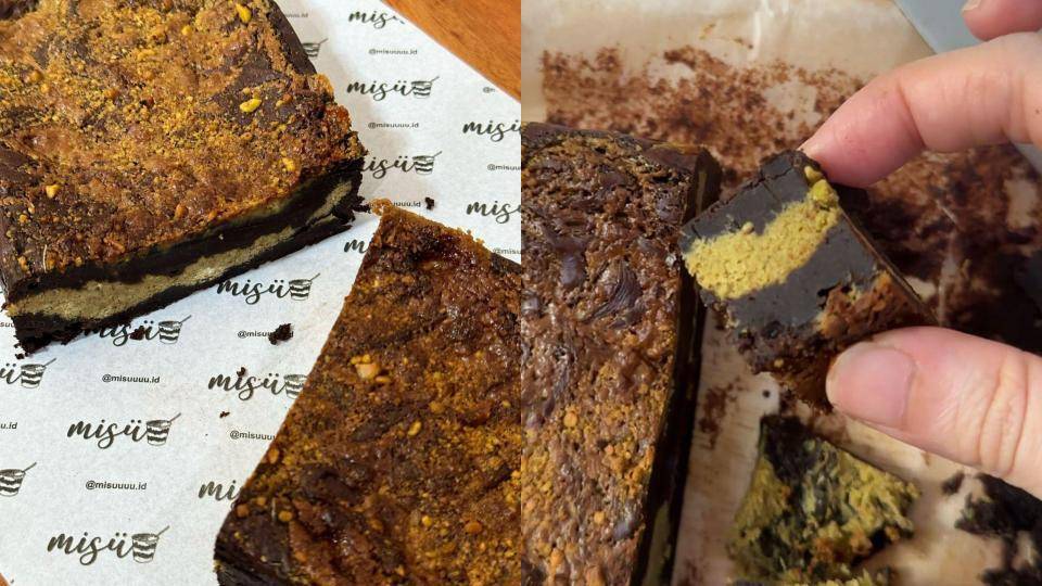 Pistachio Kunafeh Chocolate Brownies (misuuuu.id/instagram.com)