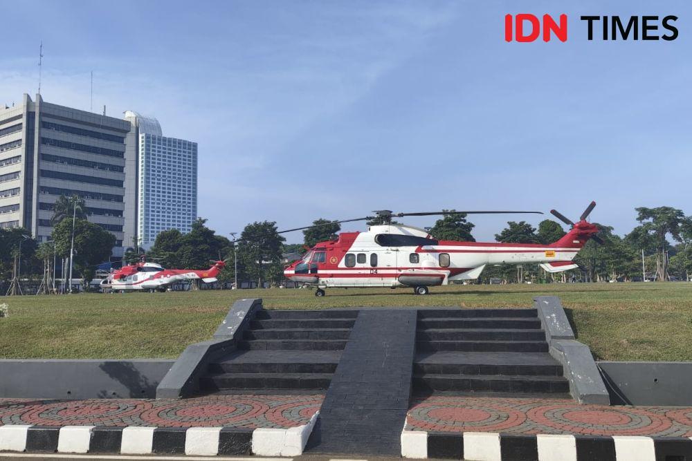 Jelang Pelantikan, Helikopter Kepresidenan Siaga di Gedung Parlemen
