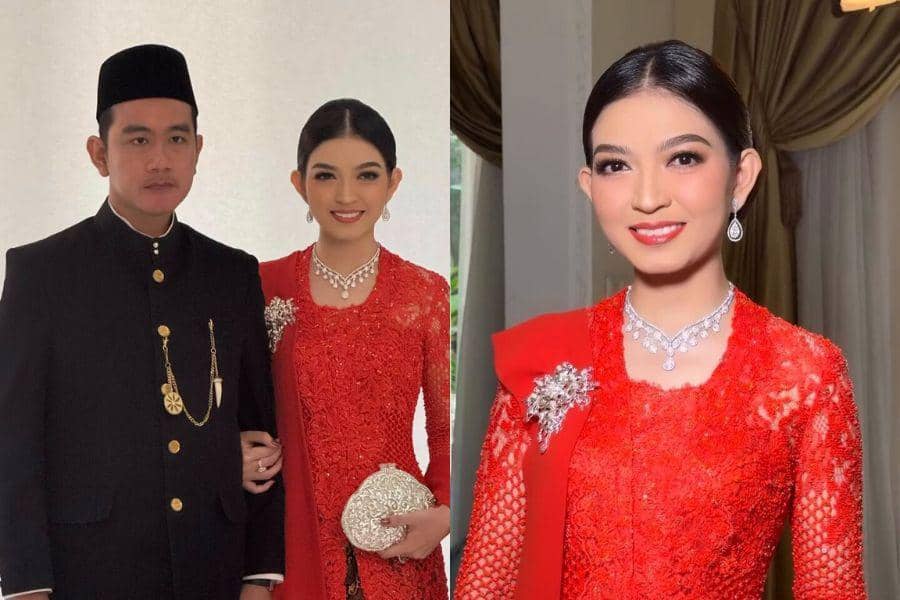 8 Gaya Selvi Ananda Berkebaya Merah di Pelantikan Presiden, Glamor