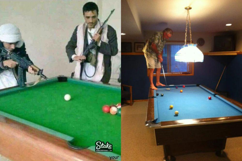 7 Foto Lucu Main Billiard secara Nyeleneh, Kebelet Jadi Starboy!