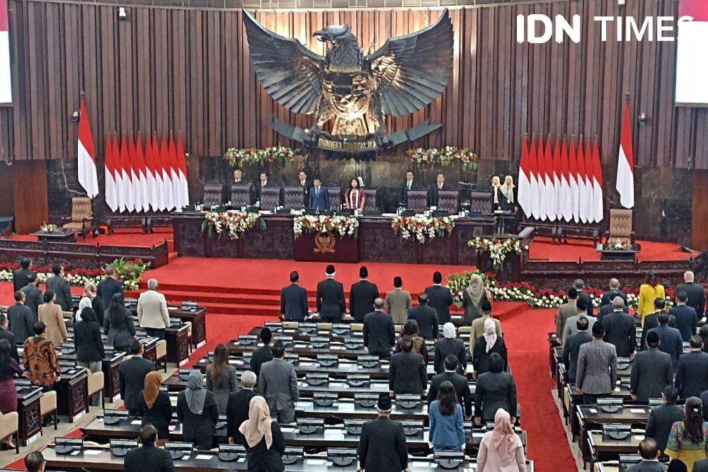 Suasana ruang nusantara MPR/DPR saat pelantikan presiden dan wakil presiden terpilih, Prabowo-Gibran pada Minggu (20/10/2024). (IDN Times/Amir Faisol)