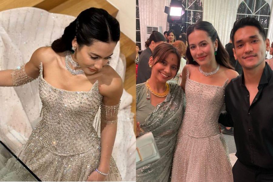7 Makeup dan Gaun Resepsi Pevita Pearce, Mewah Bertabur Beads