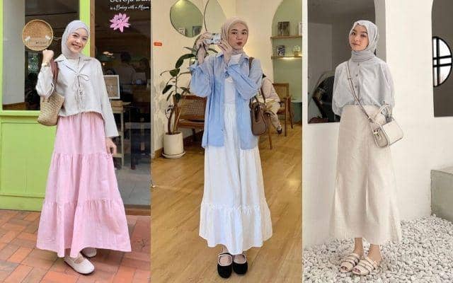 OOTD kencan hijab memakai rok (instagram.com/febiolanabilaa, nabiladezi dan oxaafs)