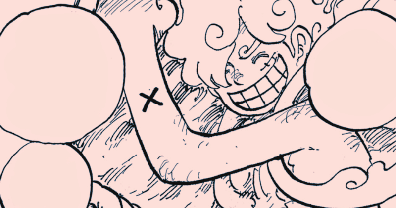 Simbol X di lengan Luffy. (mangaplus.shueisha.co.jp/One Piece)