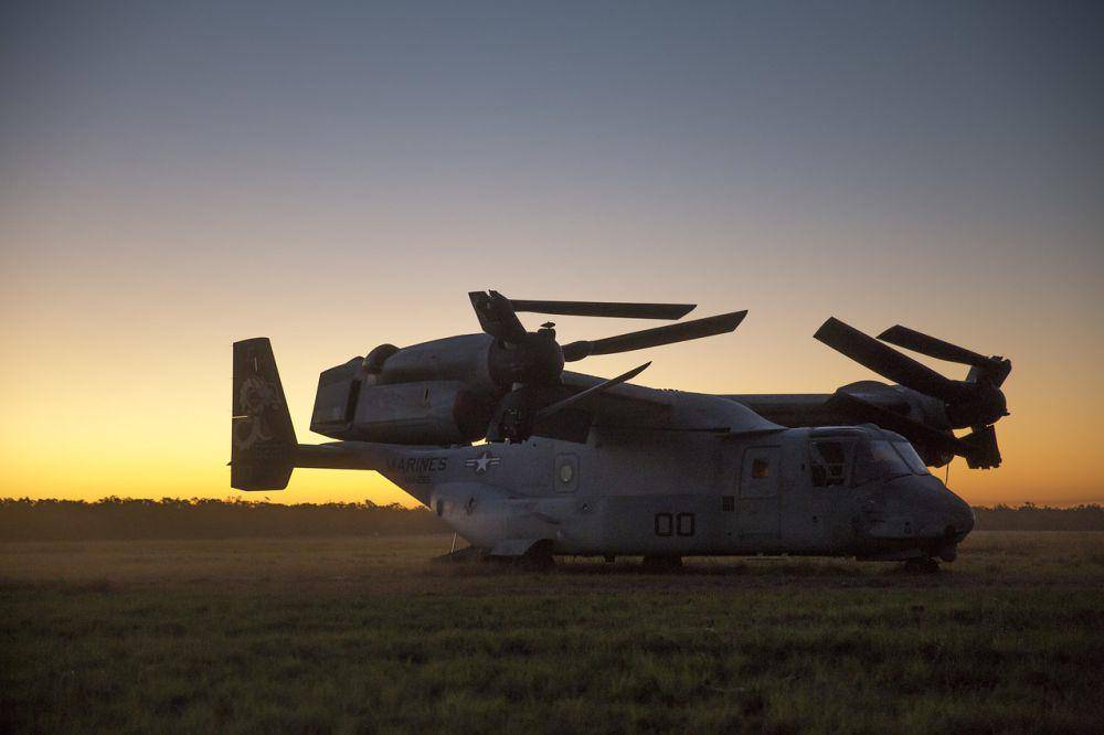 ilustrasi V-22 Osprey dengan baling-baling yang dilipat (pixabay.com/Military_Material)