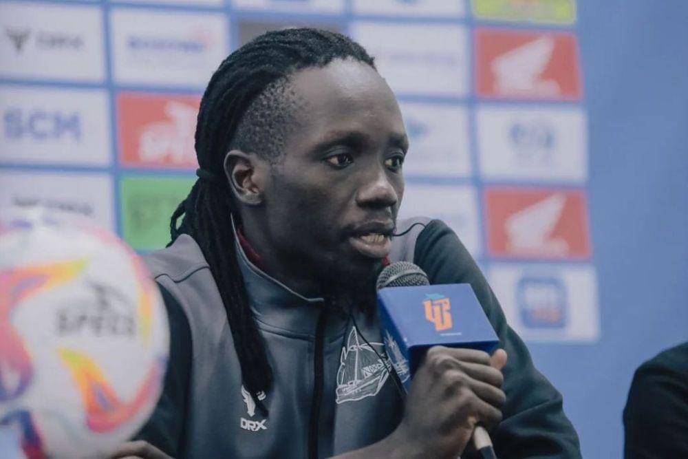 Striker PSM Makassar, Tito Okello, dalam sesi jumpa pers selepas pertandingan pekan ke-8 BRI Liga 1 2024/25 melawan Madura United pada Jumat 18 Oktober 2024. (Instagram.com/psm_makassar)