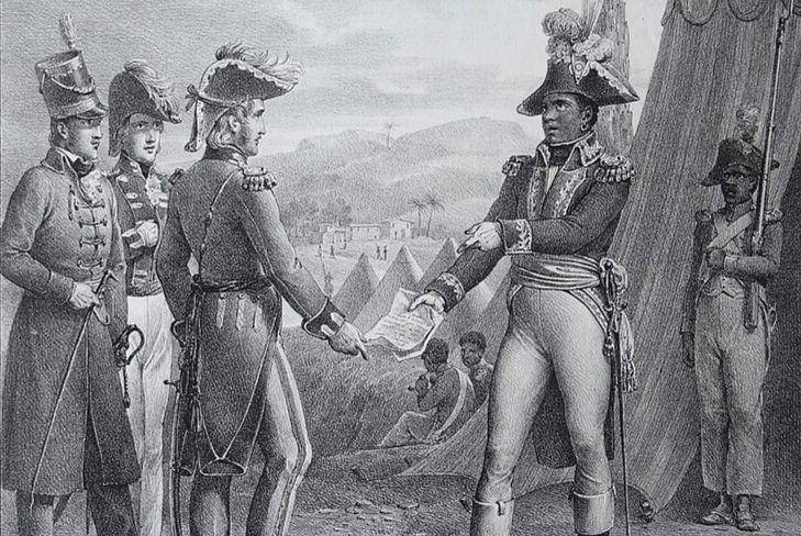 ilustrasi Toussaint Louverture bertemu Thomas Maitland pada 30 Maret 1798 (commons.wikimedia.org/François Grenier de Saint-MartinJean-François Villain