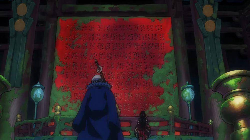 Robin dan Law menemukan Road Poneglyph rahasia di Wano. (dok. Pierrot/One Piece)