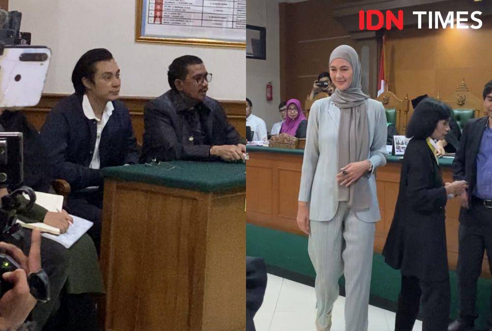 potret Baim Wong dan Paula Verhoeven di PA Jakarta Selatan, Rabu (23/10/2024)