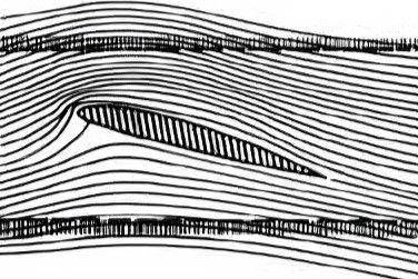 ilustrasi aliran udara di sekitar airfoil (commons.wikimedia.org/NASA)