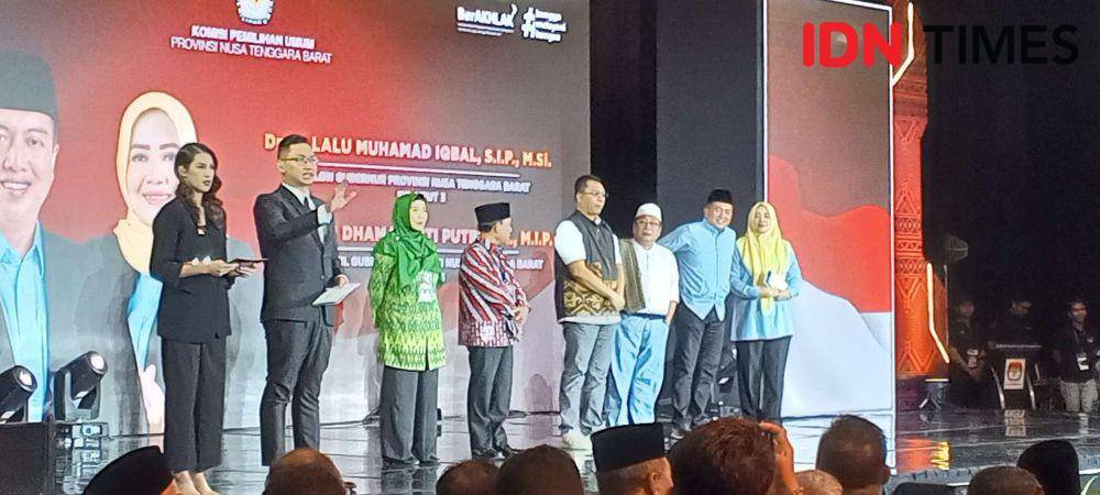 Debat perdana Cagub dan Cawagub NTB 2024 di Hotel Lombok Raya Kota Mataram, Rabu (23/10/2024) malam. (IDN Times/Muhammad Nasir)