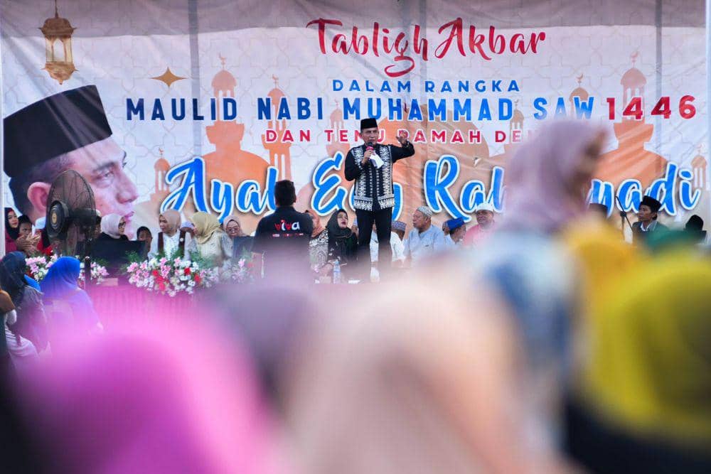 Calon Gubernur Sumatra Utara nomor urut 1 saat menghadiri Tabligh Akbar, Kecamatan Binjai Utara, Kota Binjai, Selasa (22/10/2024). (Dok: Tim Edy - Hasan)