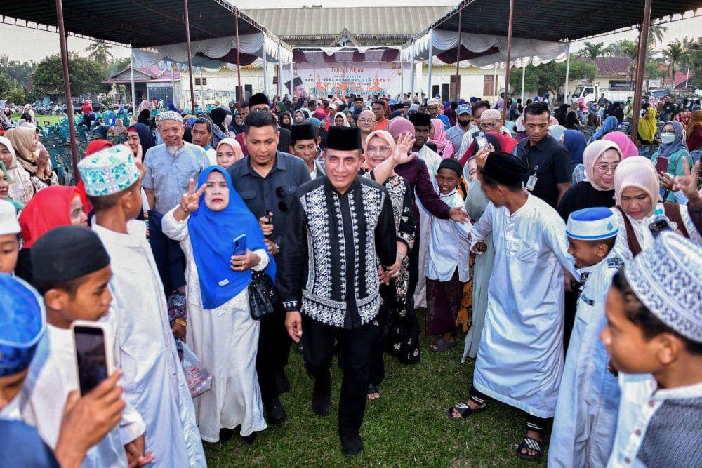 Calon Gubernur Sumatra Utara nomor urut 1 saat menghadiri Tabligh Akbar, Kecamatan Binjai Utara, Kota Binjai, Selasa (22/10/2024). (Dok: Tim Edy - Hasan)