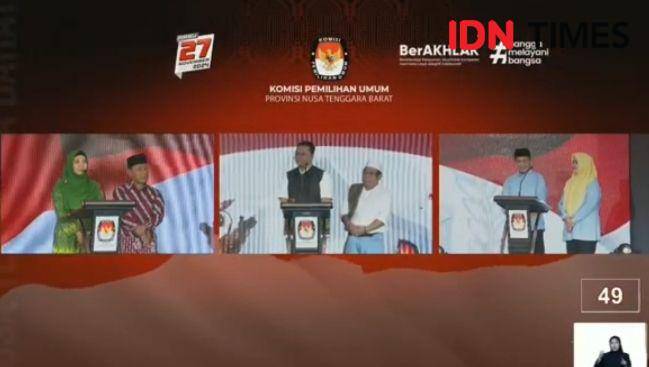 Tangkapan layar saat sesi debat perdana calon Gubernur dan Wakil Gubernur NTB 2024 (Dok/Istimewa)