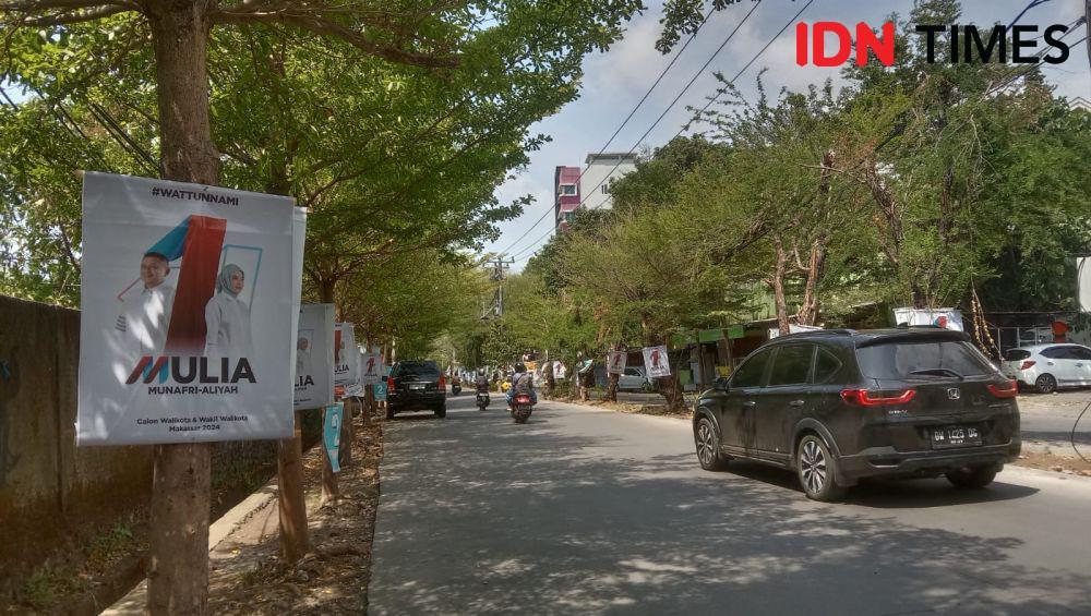 APK Pilkada Dipaku di Pohon Masih Marak di Makassar