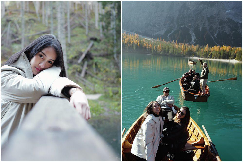 8 Potret Anya Geraldine ke Danau Pragser Wildsee di Italia, Healing!
