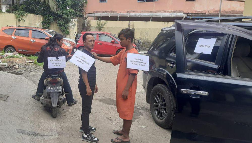 Polda Sumsel Rekonstruksi Pembunuhan Sopir Truk Lampung