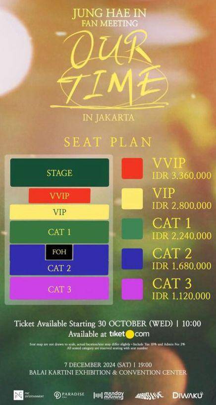 daftar harga tiket fan meeting “Our Time” Jung Hae In di Jakarta dan cara belinya (Instagram.com/fnc_fishandcake)