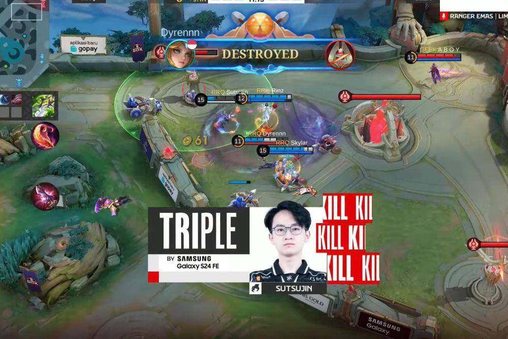 Momen triple kill dari Sutsujin saat gunakan hero Ling di game pertama (YouTube.com/MPL Indonesia)