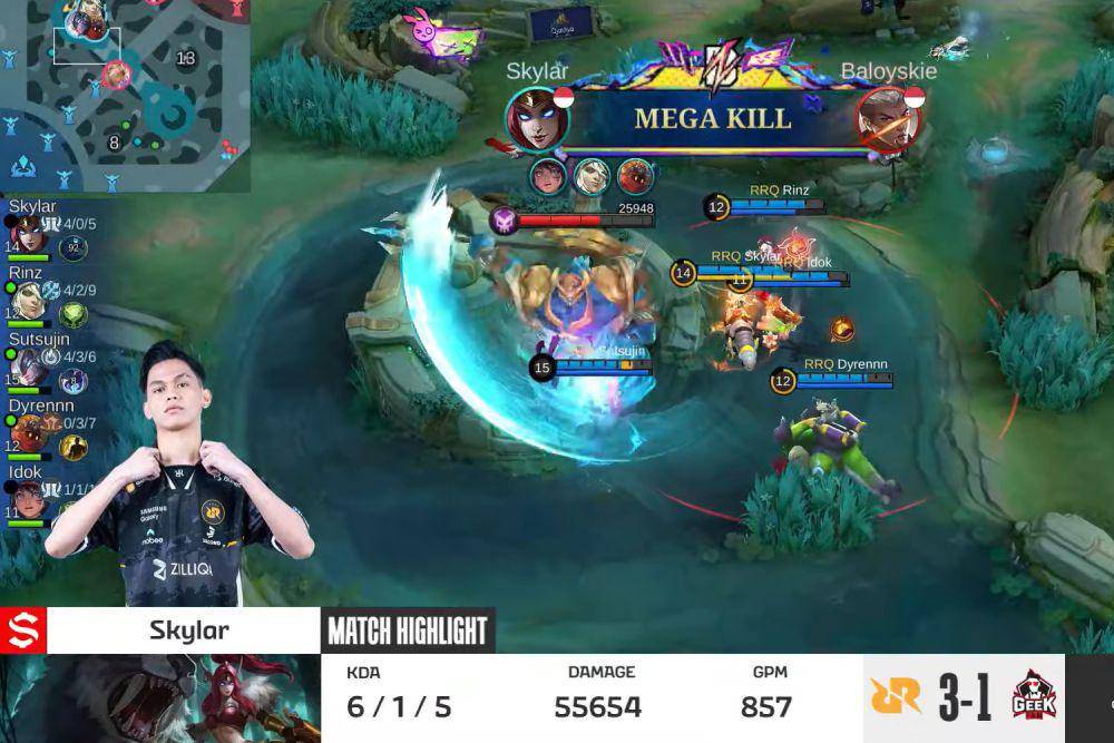 Momen terbaik Skylar dengan hero Irithel di game ke-4 (YouTube.com/MPL Indonesia)