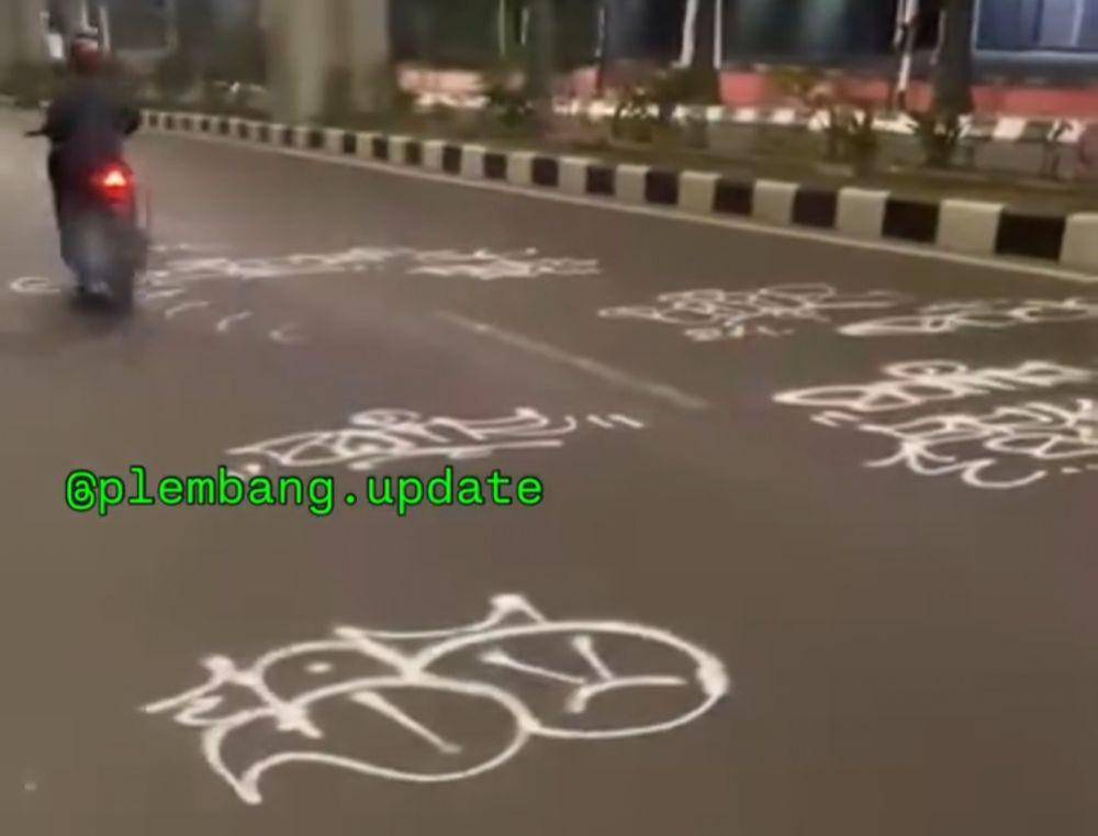 Aksi vandalisme di jalanan Palembang (Dok: Palembang.update)