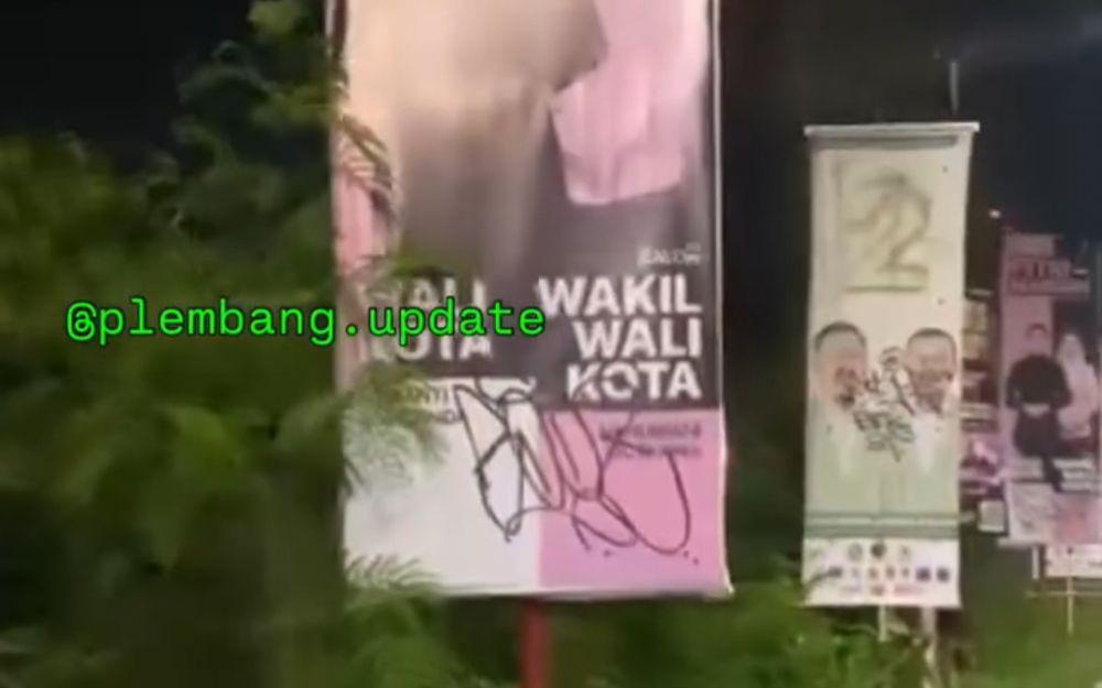 Fasum dan Spanduk Pilkada Palembang Jadi Sasaran Vandalisme