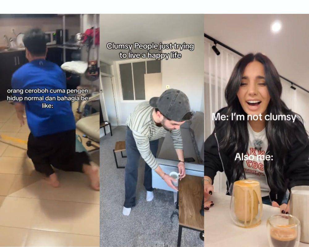 Apa itu clumsy person? Arti dan Tren yang sedang viral di FYP. (Tiktok.com/tommysolemn/emilmario69/iamjessicapetroschol)