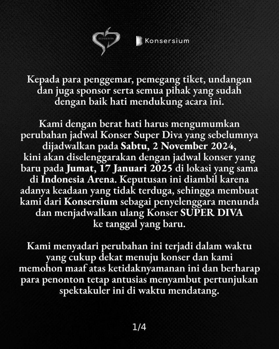 konser Super Diva ditunda (instagram.com/konsersium.id)